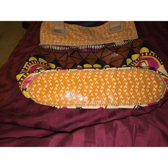 Fossil Key-Per Coated Canvas Hobo Tote Bold  Print Pattern Large Shoulder Bag - Picture 8 of 8